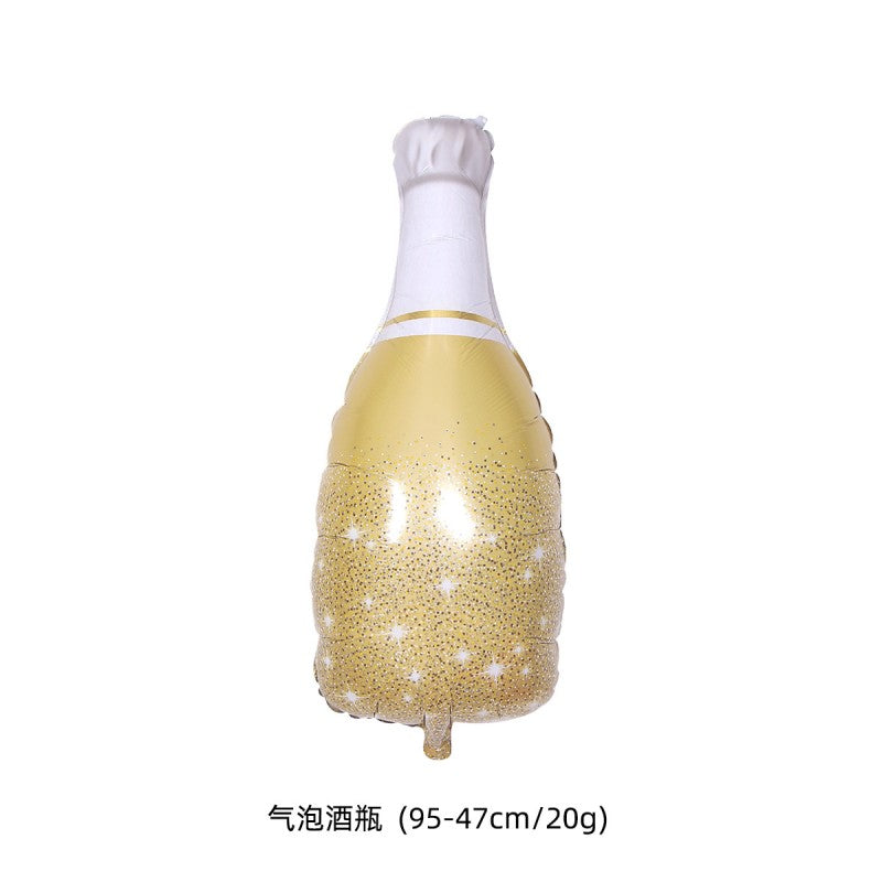 Wine Bottle & Glass Foil Balloons – Aluminium Mylar Balloons for New Year, Birthday, Bachelorette & Wine Tasting Party Decor