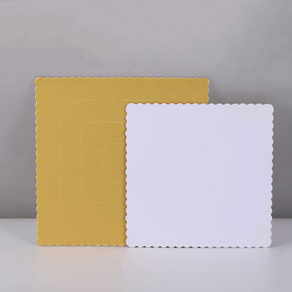 Square embossed cake board - Gold and white finish comparison