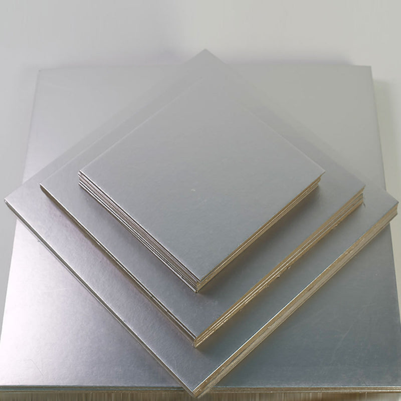Square embossed cake board - Tiered silver stack display