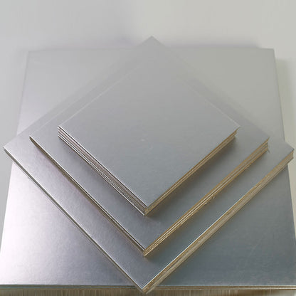 Square embossed cake board - Tiered silver stack display