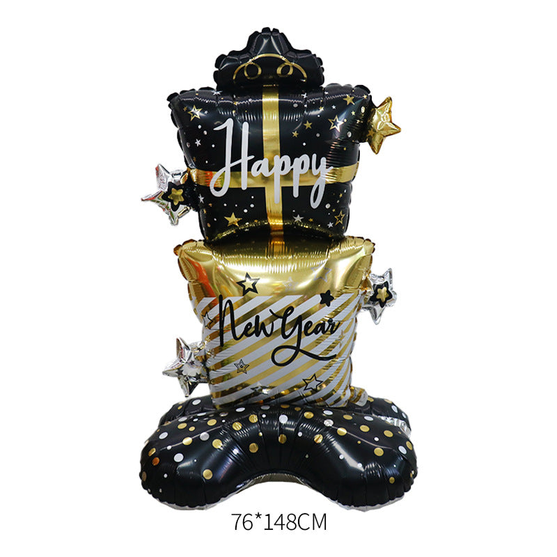 Happy New Year Balloons, Wine Bottle & Meteor Foil Set for Party Decor