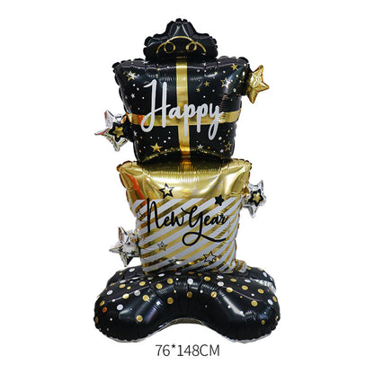 Happy New Year Balloons, Wine Bottle & Meteor Foil Set for Party Decor