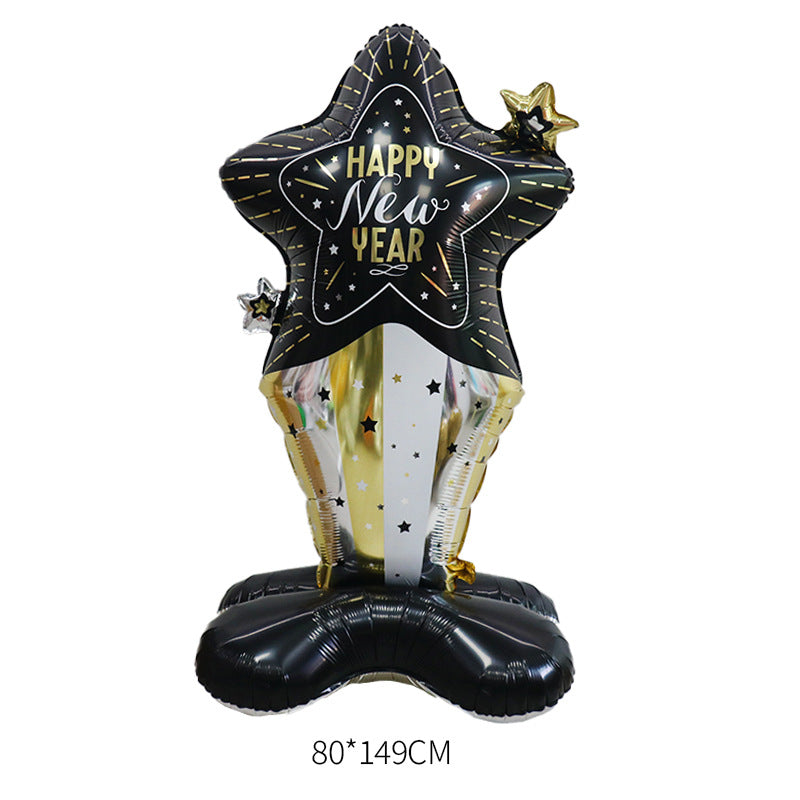 Happy New Year Balloons, Wine Bottle & Meteor Foil Set for Party Decor