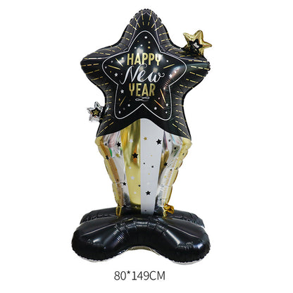 Happy New Year Balloons, Wine Bottle & Meteor Foil Set for Party Decor