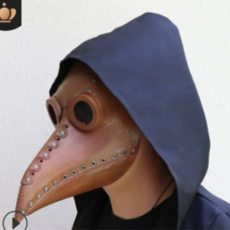 Plague doctor mask brown leather studded with silver rivets
