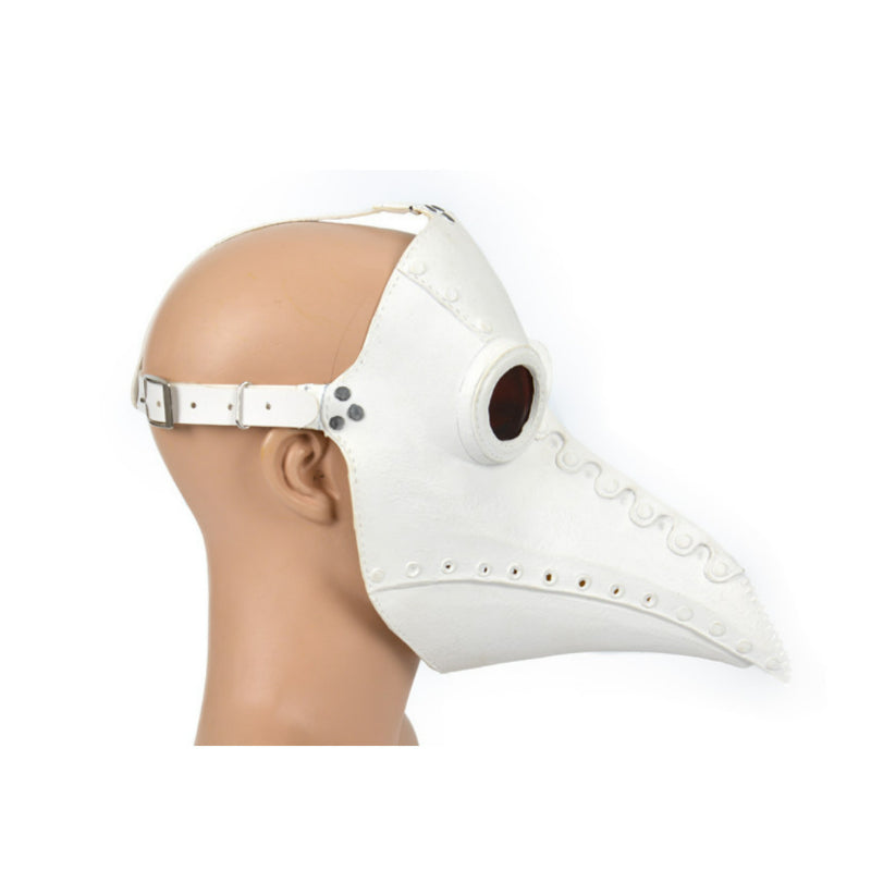 Plague doctor mask white beak profile with silver studs