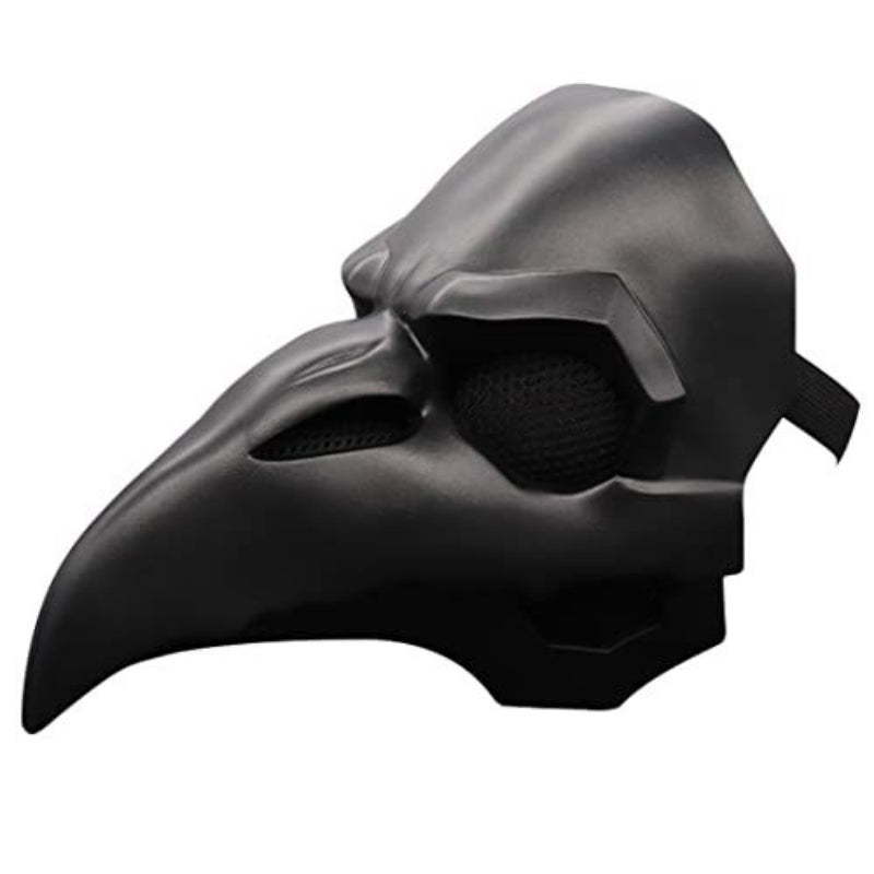 Plague doctor mask rigid black PVC molded angular beak