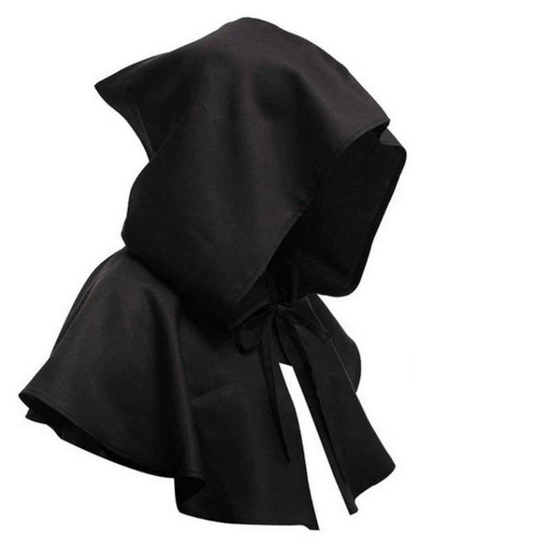 Plague doctor mask black cowl hood shoulder drape capelet