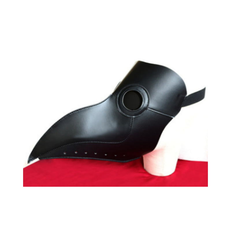 Plague doctor mask black leather beak with tinted lenses