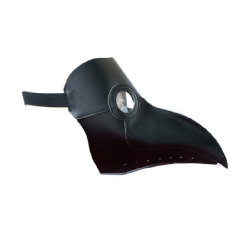 Plague doctor mask black leather beak with clear lenses