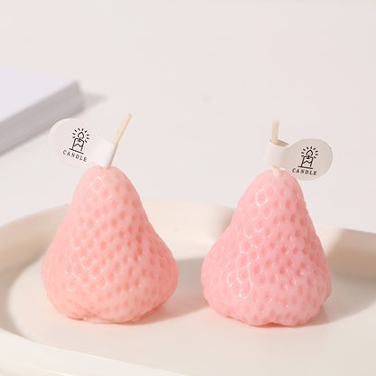 Wholesale strawberry novelty shaped party candles - Large pastel pink strawberry single unit