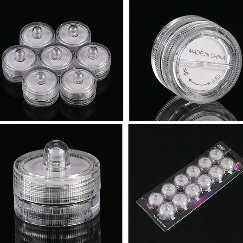 Submersible waterproof LED tea light disassembled acrylic casing silicone sealing ring and blister packaging
