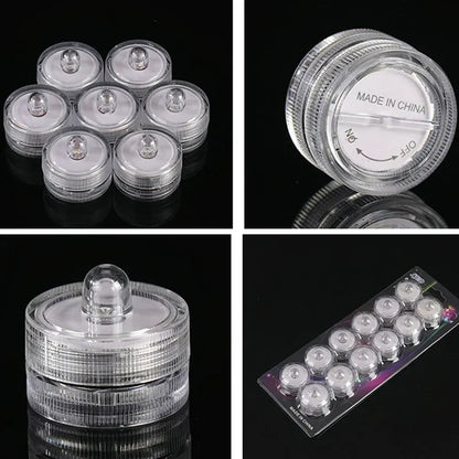 Submersible waterproof LED tea light disassembled acrylic casing silicone sealing ring and blister packaging