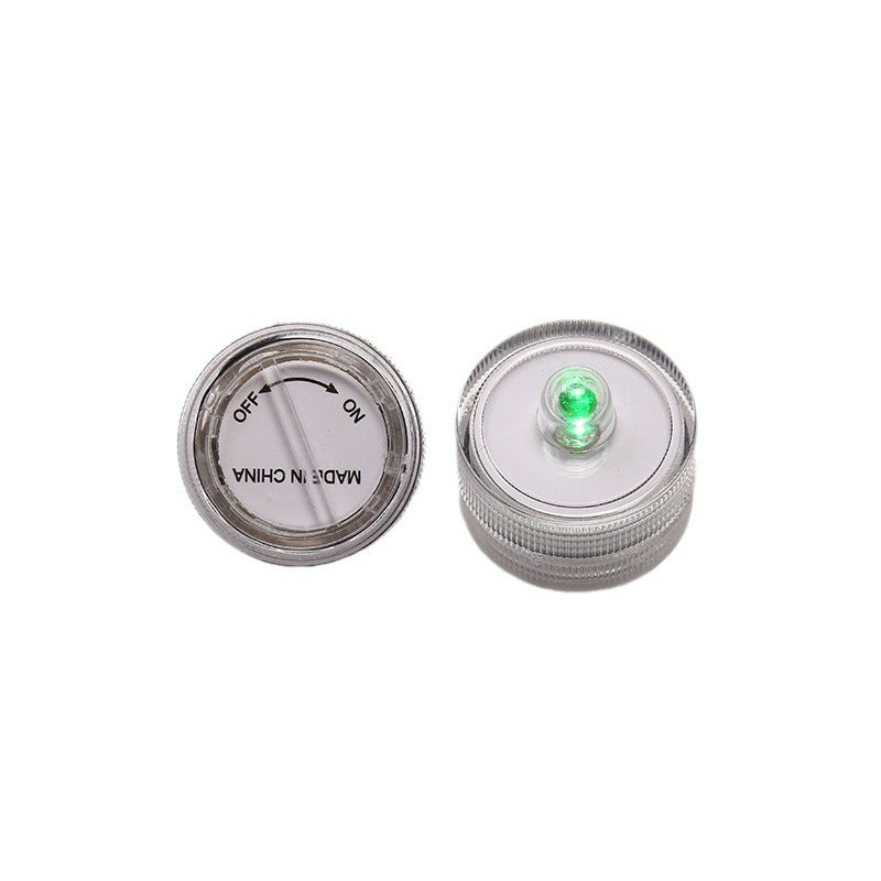 Submersible waterproof LED tea light twist base and coin battery compartment view