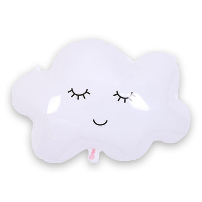 Cartoon foil balloon smiling sleeping white cloud