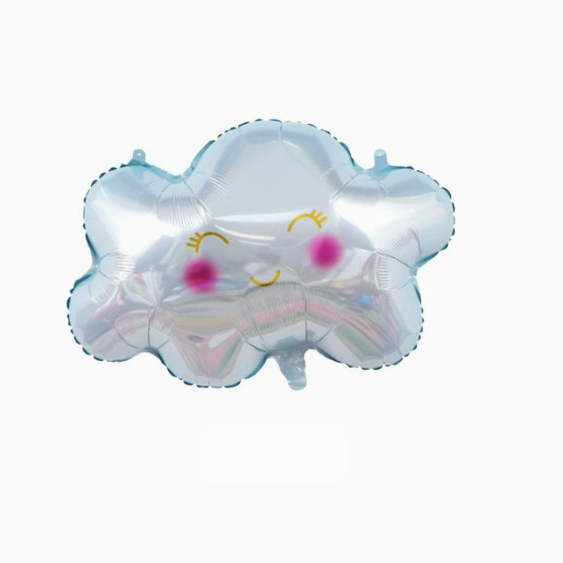 Cartoon foil balloon smiling light blue cloud face