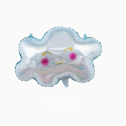 Cartoon foil balloon smiling light blue cloud face