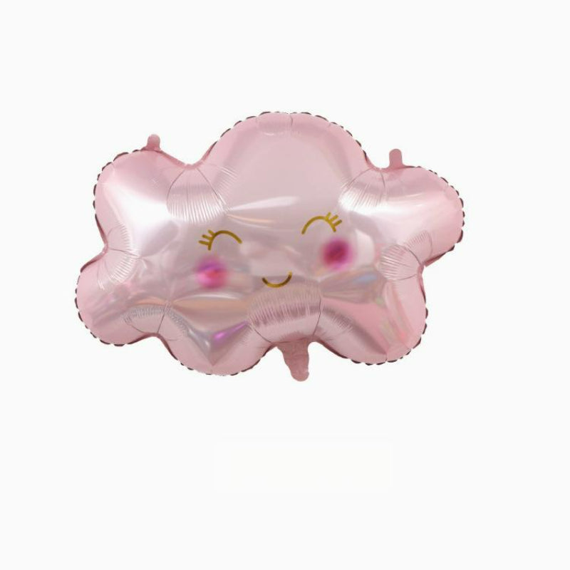 Cartoon foil balloon smiling light pink cloud face