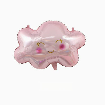 Cartoon foil balloon smiling light pink cloud face