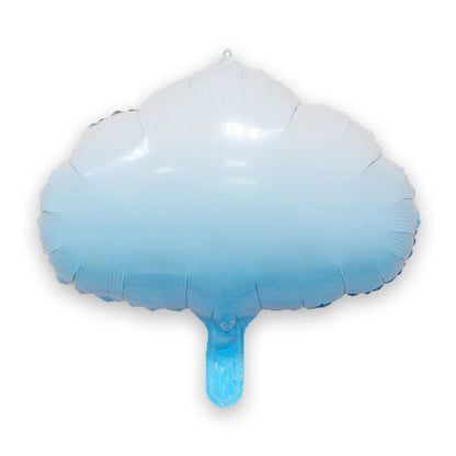 Cartoon foil balloon blue gradient fluffy cloud