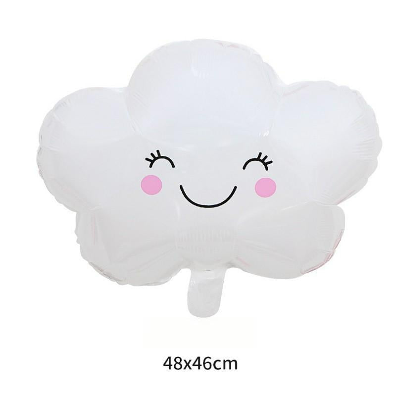 Cartoon foil balloon smiling blushing white cloud