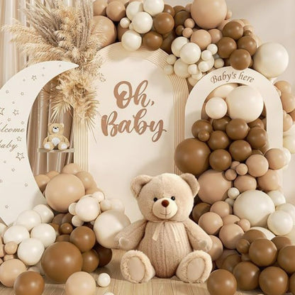 Teddy bear balloon garland kit neutral brown arch display