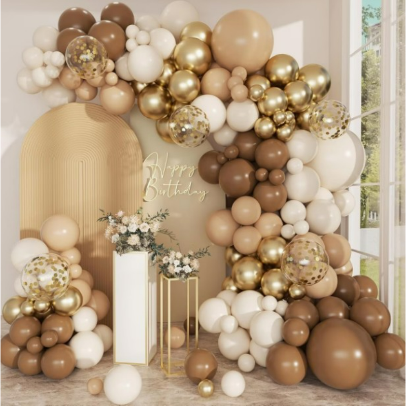 Teddy bear balloon garland kit metallic gold neutral arch