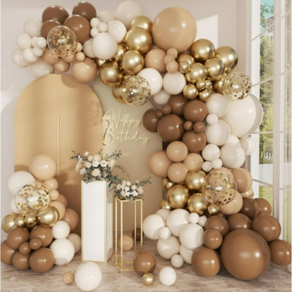 Teddy bear balloon garland kit metallic gold neutral arch