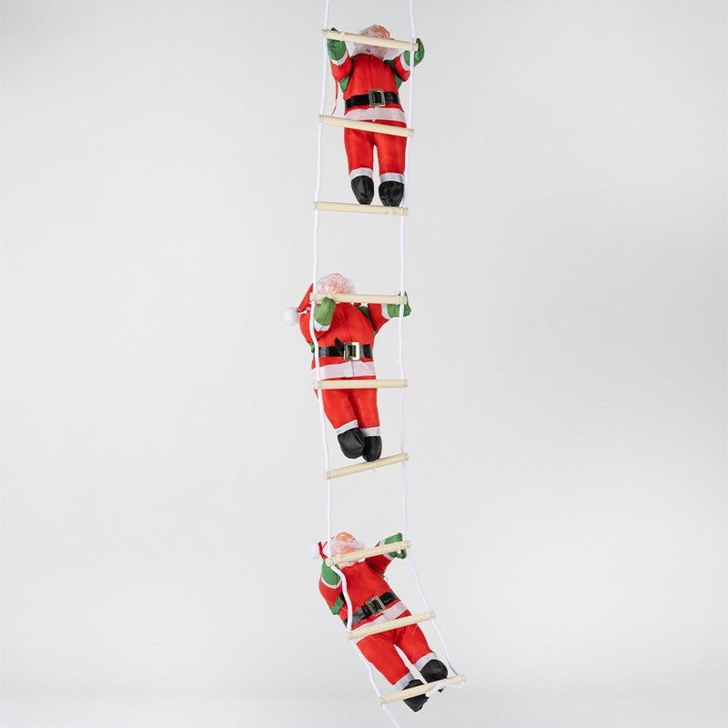 Climbing Santa Claus Doll – Ladder & Rope Hanging Ornament for Christmas Window Display, Festive Home Decoration (One/Two/Three Person, Ladder/Rope, Reindeer/Down Jacket Costume, 25-120cm)