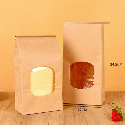 Tin tie bag 24.5x12x6.5cm medium kraft paper showing folded wire seal and open top with dimensions