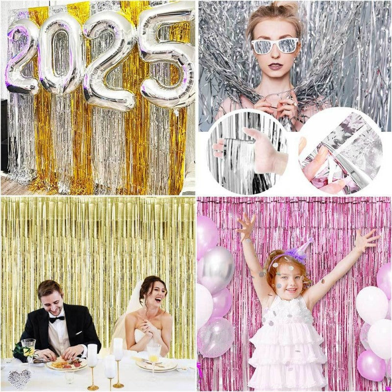 Shiny Tinsel Rain Curtain – Holographic Fringe Door Curtain for Birthday, Wedding & Outdoor Backdrop Decor