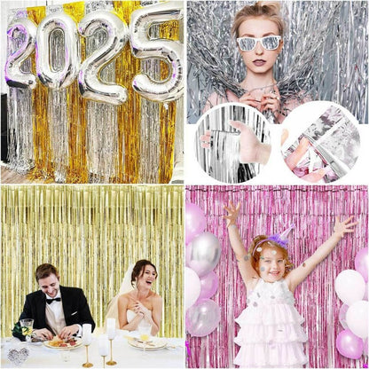 Shiny Tinsel Rain Curtain – Holographic Fringe Door Curtain for Birthday, Wedding & Outdoor Backdrop Decor