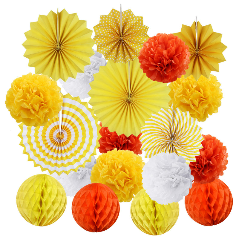 Paper fan honeycomb kit yellow and orange sunny assortment
