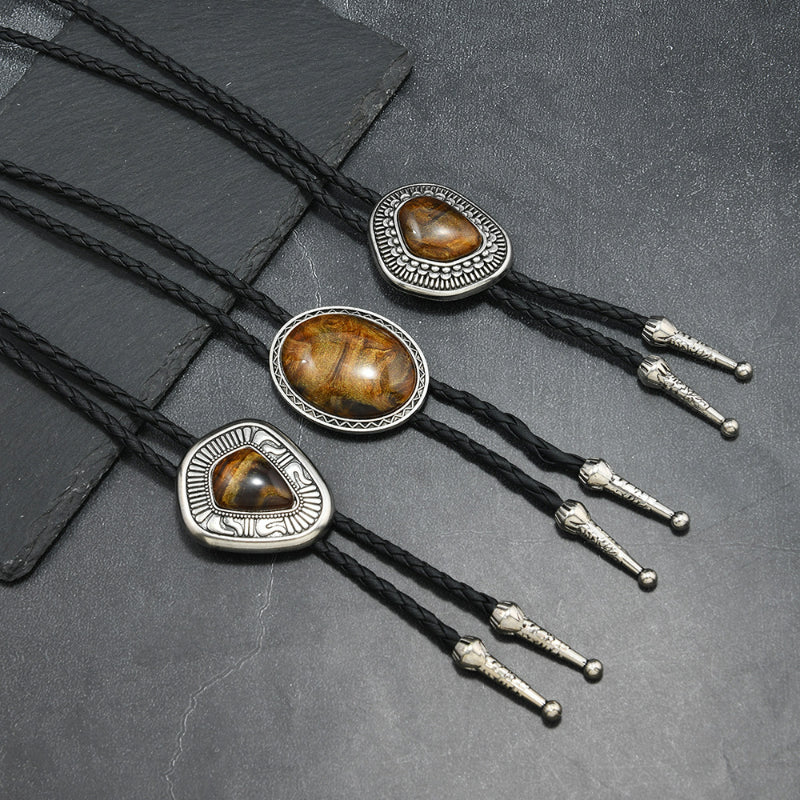 Western bolo ties front view of three styles