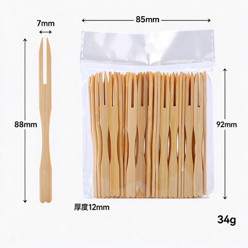 Bamboo fruit pick fifty pack flower tail hanging pouch