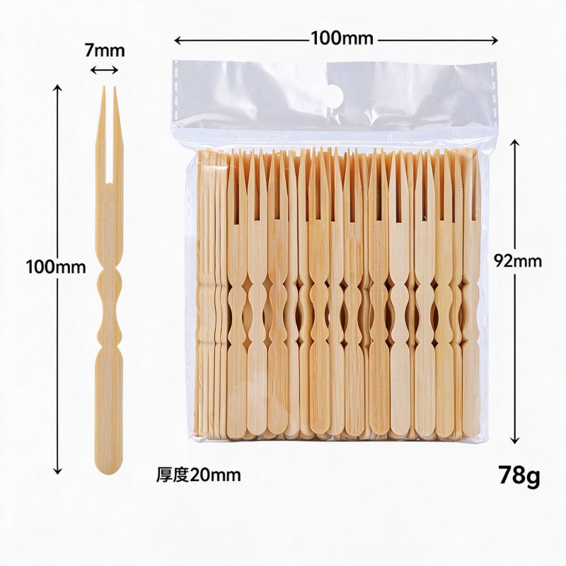 Bamboo fruit pick extended length gourd handle retail pack