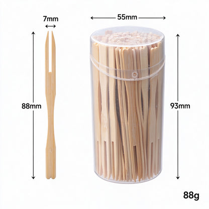 Bamboo fruit pick hundred count compact cylindrical storage canister