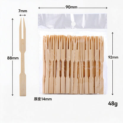 Bamboo fruit pick seventy pack flat top clear pouch