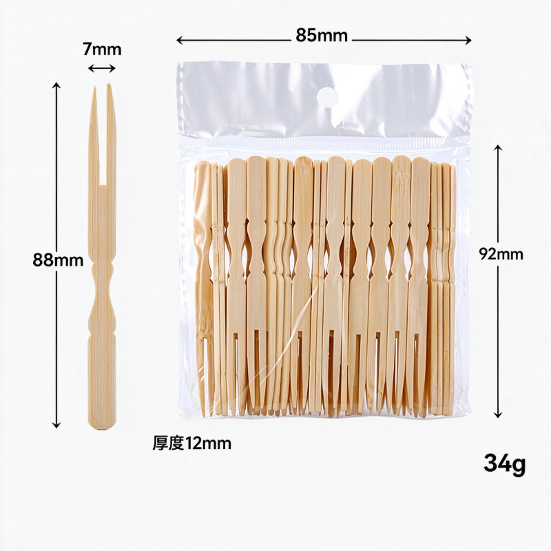 Bamboo fruit pick fifty pack contoured gourd handle pouch