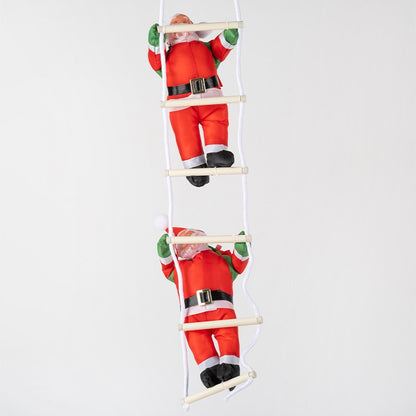 Climbing Santa Claus Doll – Ladder & Rope Hanging Ornament for Christmas Window Display, Festive Home Decoration (One/Two/Three Person, Ladder/Rope, Reindeer/Down Jacket Costume, 25-120cm)
