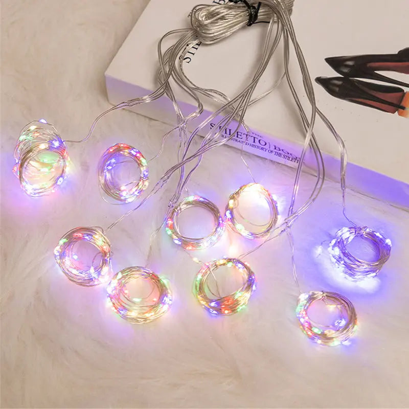 LED curtain lights bundled copper wire coils with USB plug