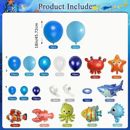 Under the sea balloon kit component parts specification diagram