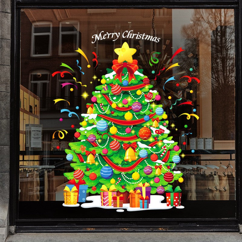 Christmas Static Cling Snowflake Decals – Festive Window Stickers for Glass, Sliding Doors, Office & Store Holiday Decor (Glitter Tree, Snowman, Solid Snowflake – 2 or 4 Pack, 20x30cm to 35x50cm)