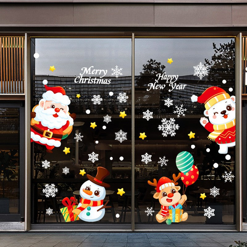 Christmas Static Cling Snowflake Decals – Festive Window Stickers for Glass, Sliding Doors, Office & Store Holiday Decor (Glitter Tree, Snowman, Solid Snowflake – 2 or 4 Pack, 20x30cm to 35x50cm)