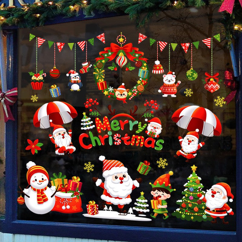 Christmas Static Cling Snowflake Decals – Festive Window Stickers for Glass, Sliding Doors, Office & Store Holiday Decor (Glitter Tree, Snowman, Solid Snowflake – 2 or 4 Pack, 20x30cm to 35x50cm)