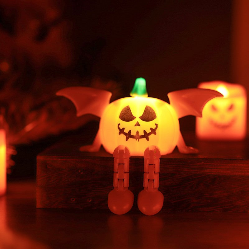 Creative LED Pumpkin Candle – Flameless Glowing Pumpkin & Ghost Prop, Flickering Electronic Candle for Halloween Tabletop, Mantel & Window Display