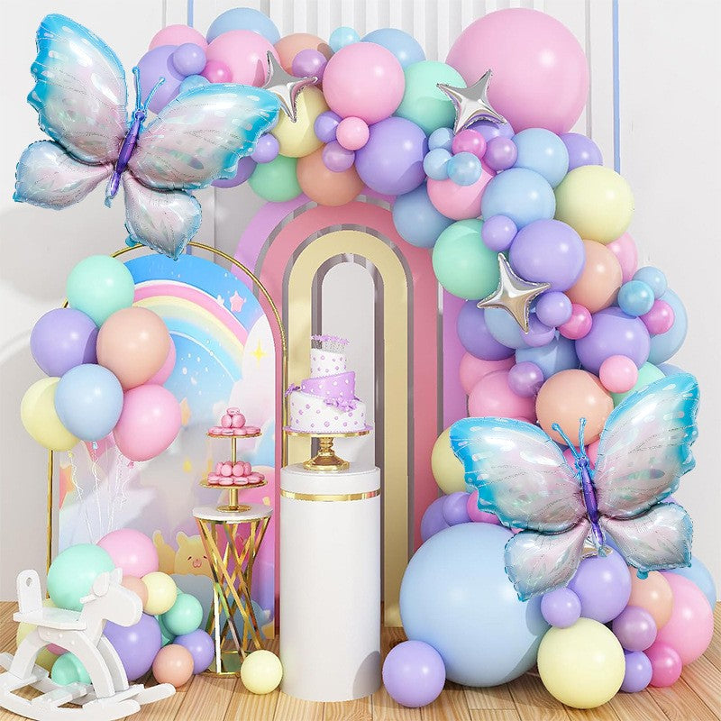 Butterfly Balloon Garland Kit – Pink Purple Pastel Latex Arch Set with Foil Butterfly, Birthday Party Decor for Girls, Wedding & Bridal Shower