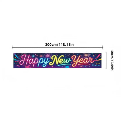 Pre-Lit 2027 NYE Photo Backdrop Banner – Long Fabric Bunting with Integrated Lights, Perfect Fence & Wall Decoration for New Year‘s Eve