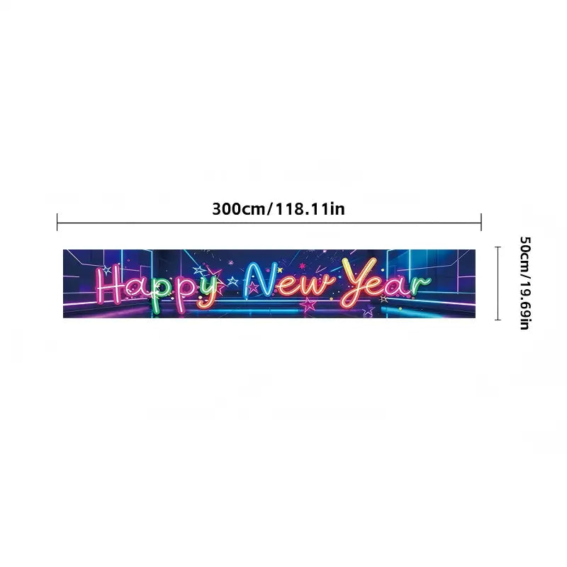 Pre-Lit 2027 NYE Photo Backdrop Banner – Long Fabric Bunting with Integrated Lights, Perfect Fence & Wall Decoration for New Year‘s Eve