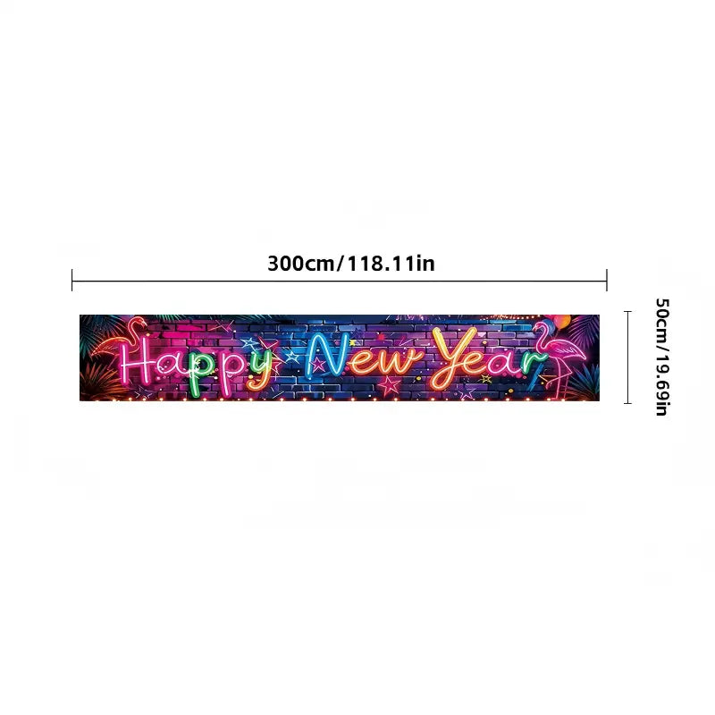 Pre-Lit 2027 NYE Photo Backdrop Banner – Long Fabric Bunting with Integrated Lights, Perfect Fence & Wall Decoration for New Year‘s Eve